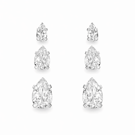 Trio de Brincos Vega Gota Prata 925