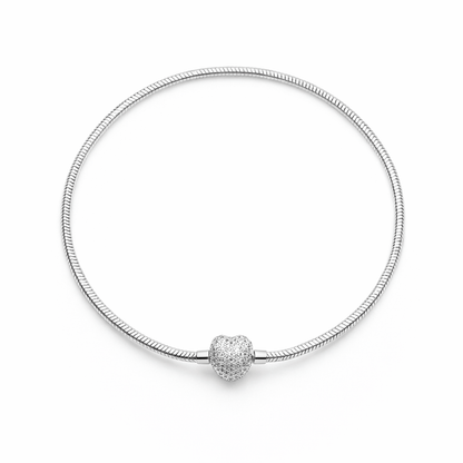 Pulseira coração cravejado Prata 925