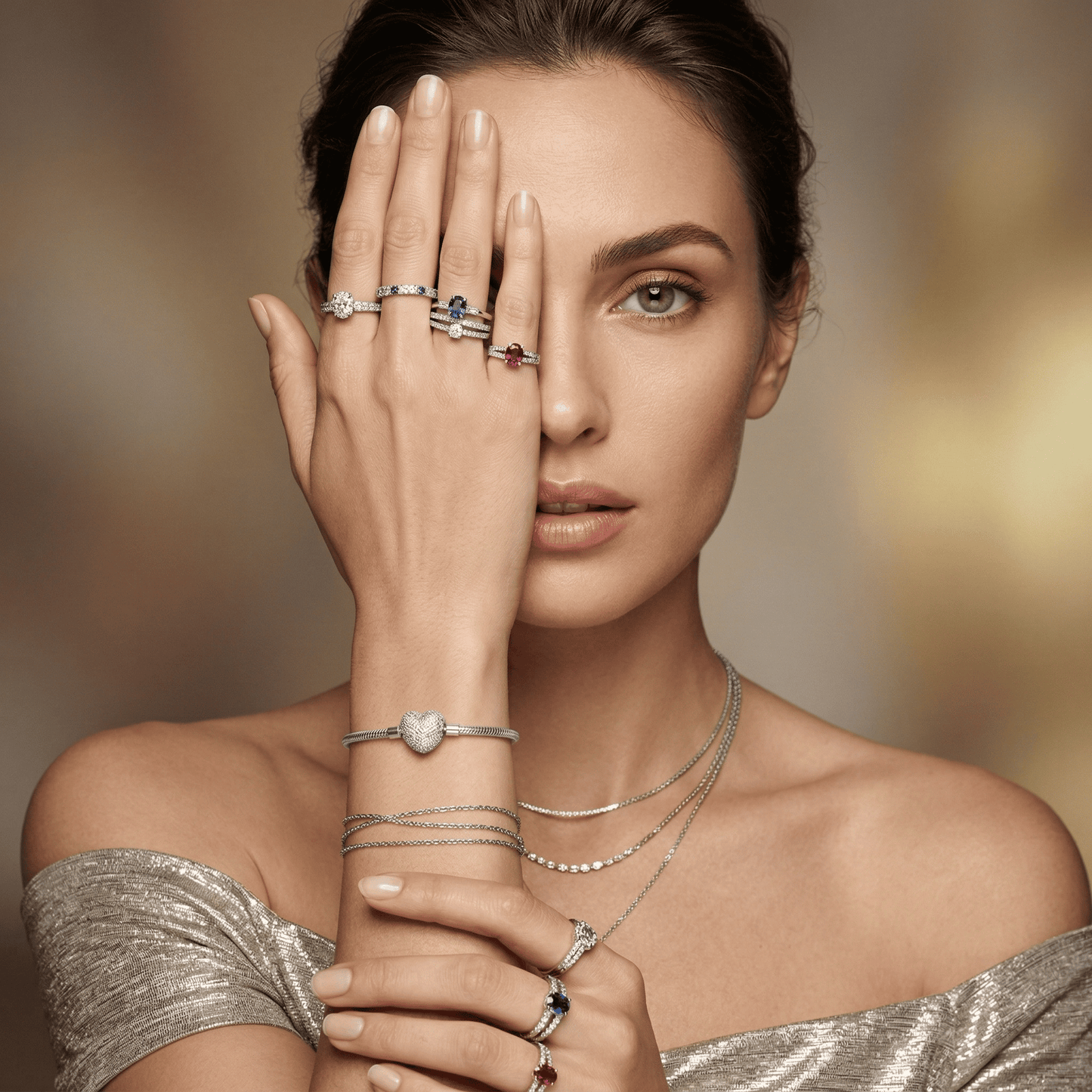 Pulseira coração cravejado Prata 925