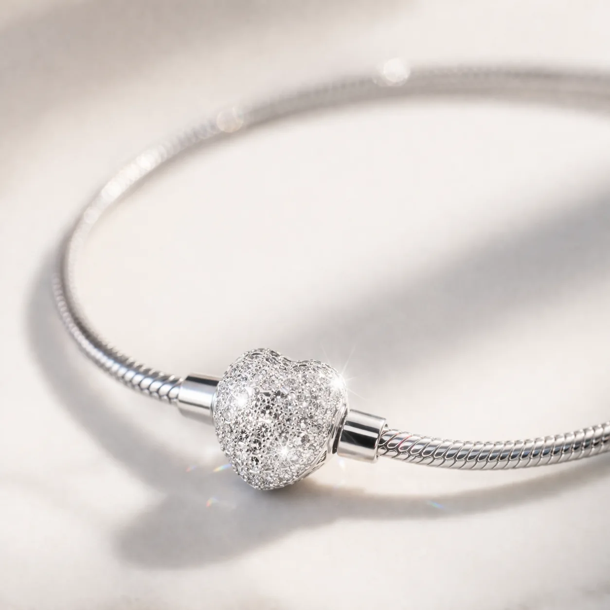 Pulseira coração cravejado Prata 925