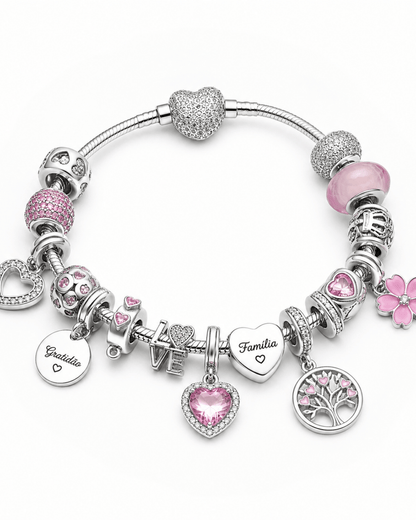 Pulseira coração cravejado Prata 925