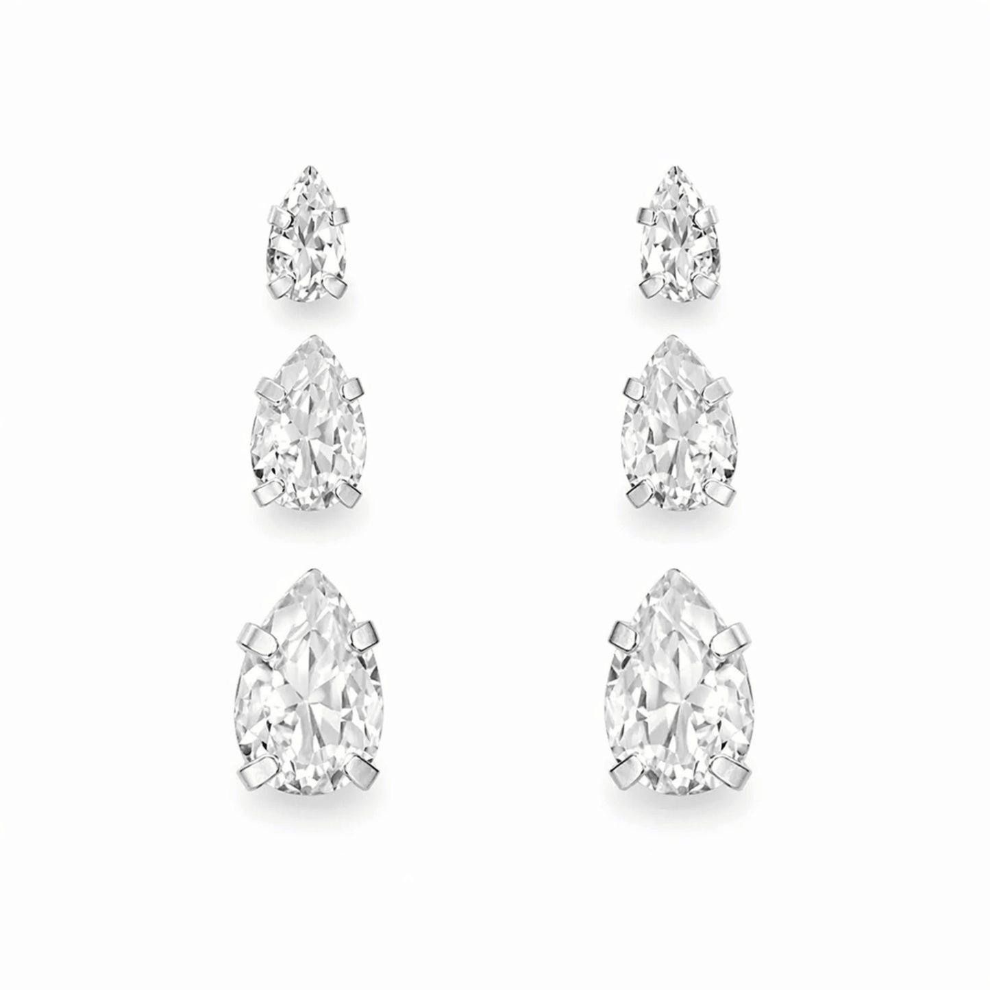 Trio de Brincos Vega Gota Prata 925