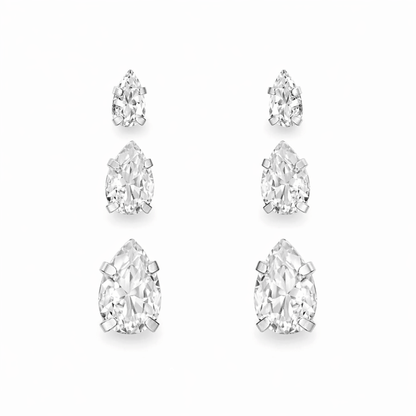 Trio de Brincos Vega Gota Prata 925